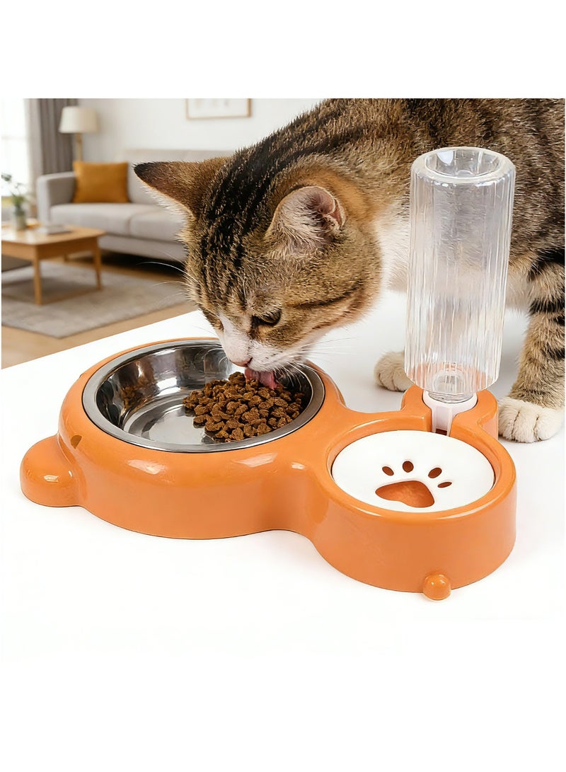 MASINGAA Cat Dog Food Dish Bowl, Pet Food Dish Bowl And Auto Gravity Pet Water Dispenser, Cat Bowl Set For Small Medium Dogs And Cats(Orange) - Image 3